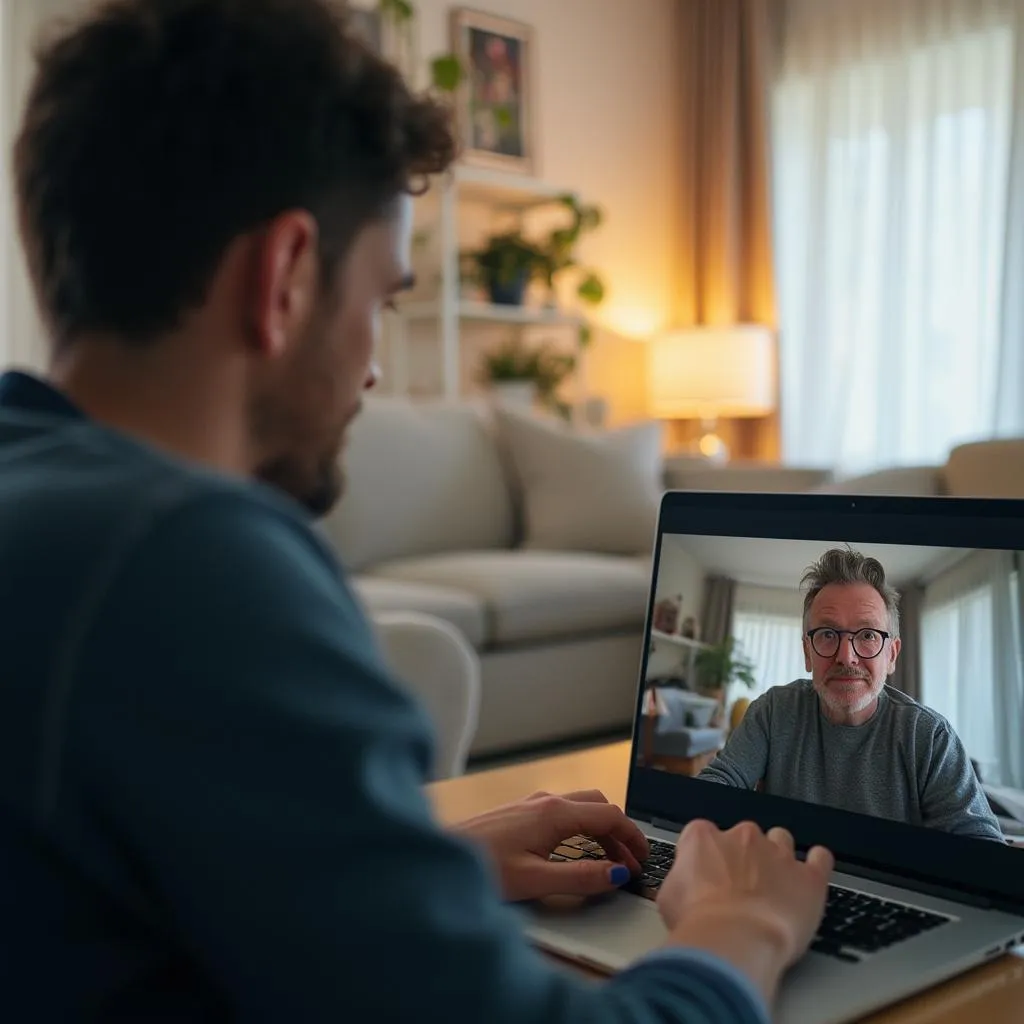 Persona participando en una consulta online