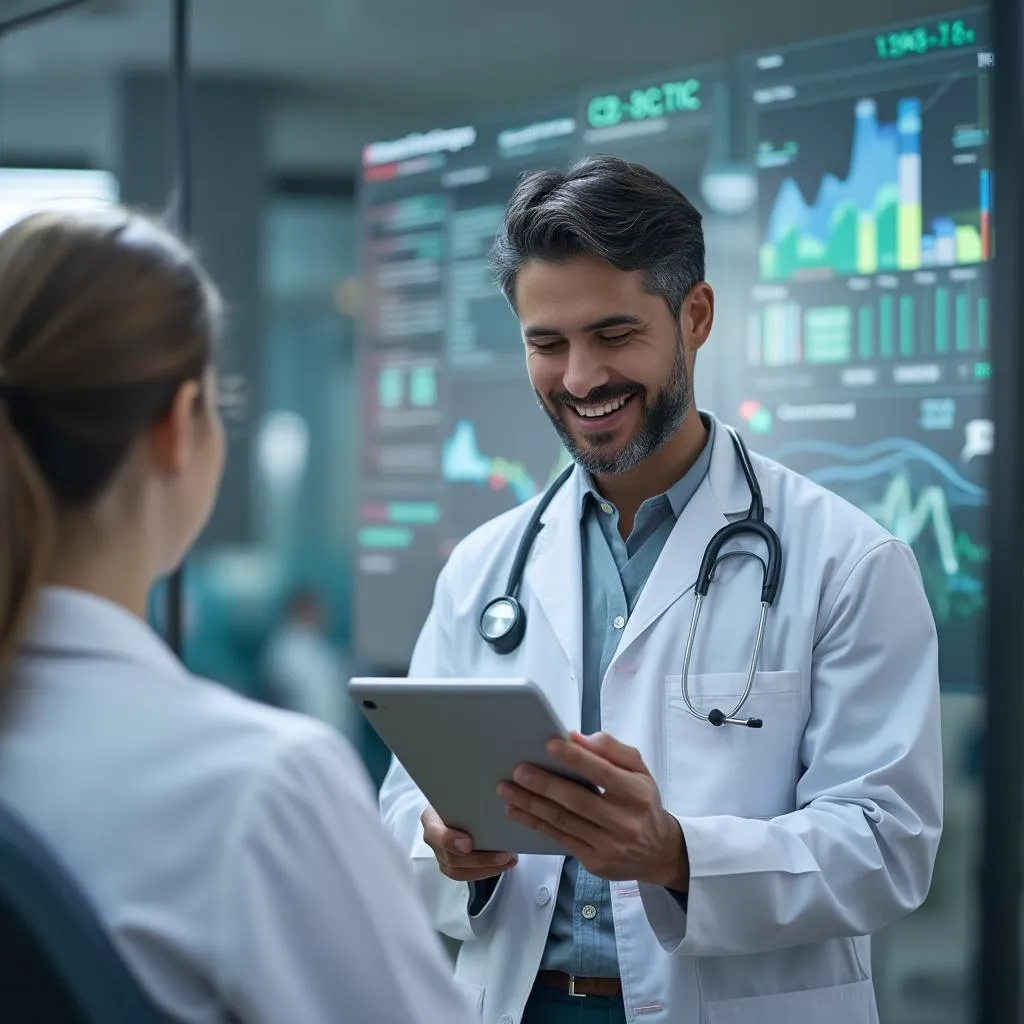 Doctor en una videoconsulta médica