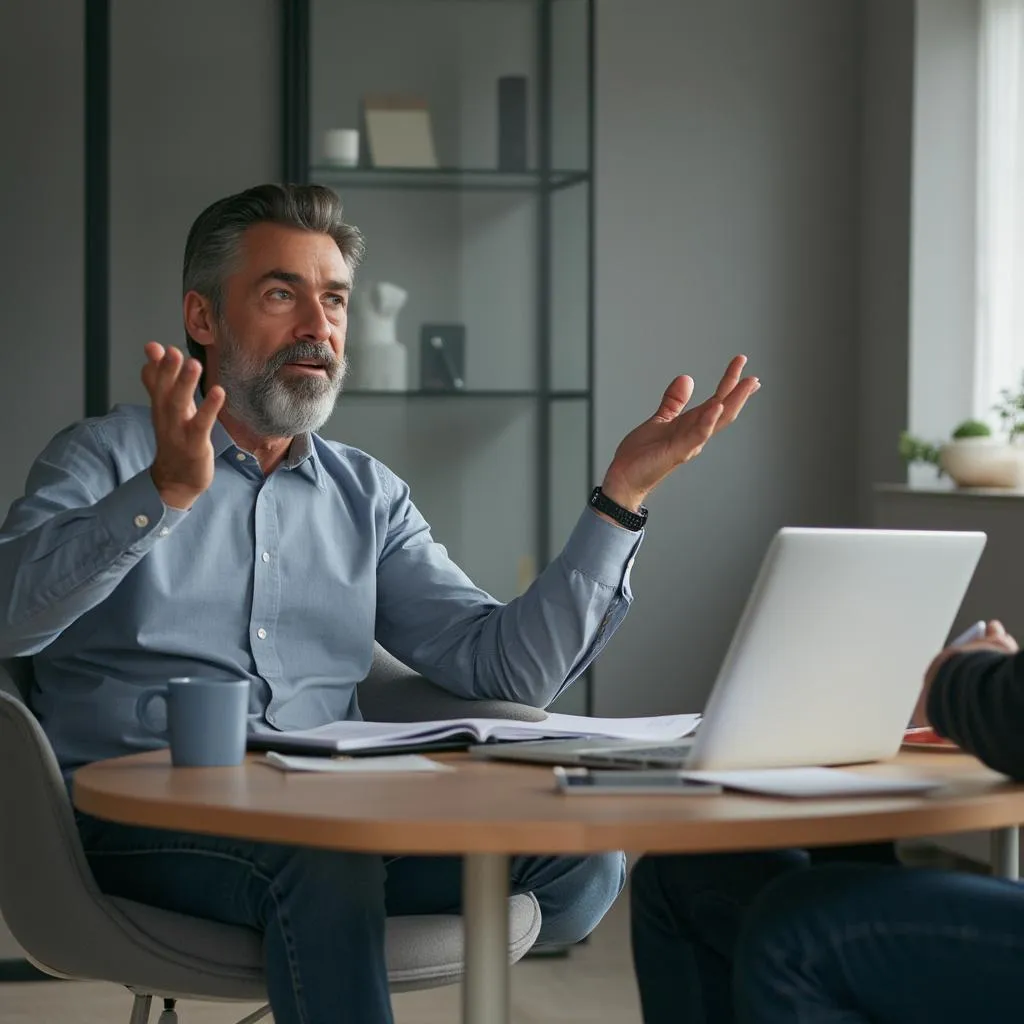 Hombre en una sesión de coaching presencial